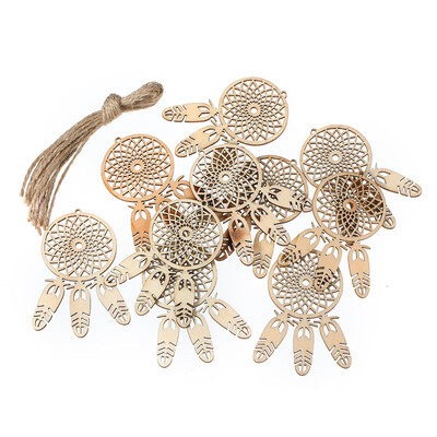

10Pcs Wood Laser Cut Dream Catcher Feather Shape Ornament Hanging Decoration Home Decor