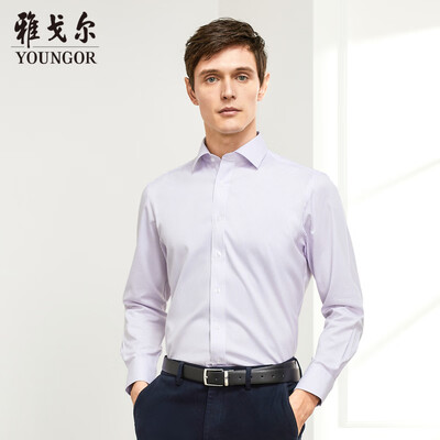 

Youngor shirt mens 2019 spring youth mens casual dress shirt YLDP110128KBA purple 38