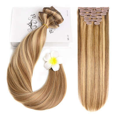 

BHF Hair Clip in Hair Extensions Real Human Hair Extensions Clip on for Fine Hair Full Head 120g 20"