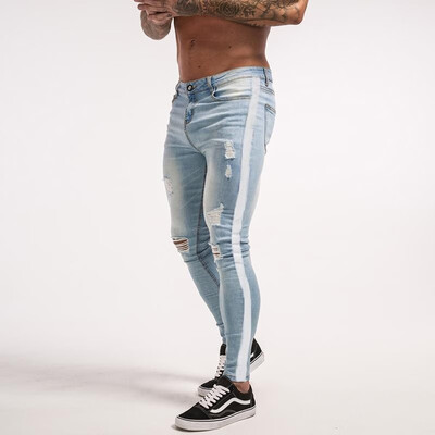 

pants men skinny jeans Men streetwear ripped jeans for man Fitted Bottoms zipper hip hop jeans homme denim