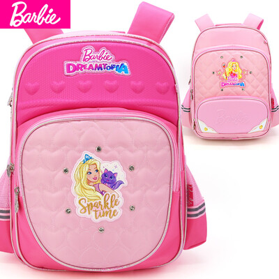 

Barbie Childrens Schoolbags Pupils 1-4 Grade Girls Cute Backpacks Ridge Relief Girls Cartoon Backpack Rose Red BB0455A