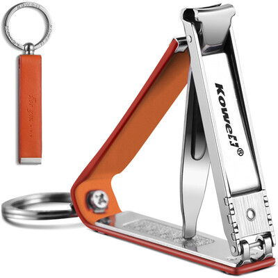 

Korea Kowell Han Kewei nail clipper stainless steel nail clippers nail set key ring washable BK-FC100 non-slip leather case orange import