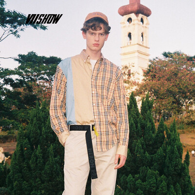 

Weixiu viishow 2019 spring new shirt tide brand square collar mens plaid shirt long sleeve youth shirt student CC1131191 yellow lattice