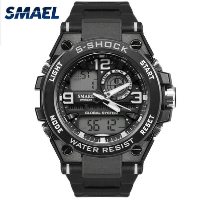 

Mens Stylish Sports Multi-function Electronic Waterproof Watch Dual Display Wristwatches