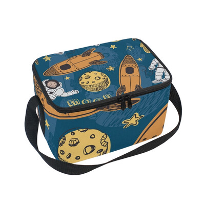 

ALAZA Lunch Box Insulated Lunch Bag Large Cooler Space Ship And Astronaut Tote Bag