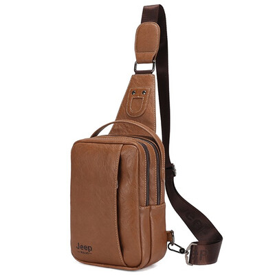 

JEEP BULUO Brand CrossBody Chest Bags Fashion Men Messenger Bags Soft Leather Handbag Shoulder Packs Sling Bag Large Capacity