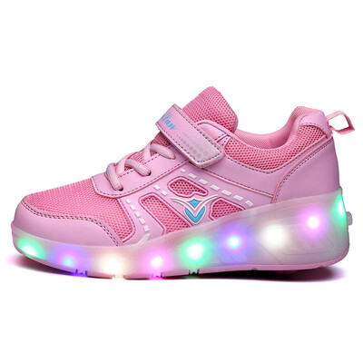 

New 2018 Child Fashion Girls Boys Jazzy Junior LED Light Roller Skate Shoes For Children Shoes Kids Sneakers Glowing With Wheels