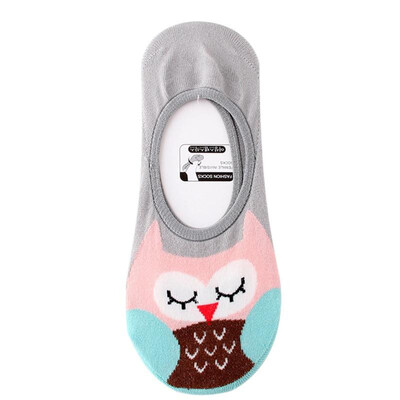 

Japanese Fashion Harajuku Invisible Cartoon Jacquard Animals Owl Pattern Funny Socks Fine Quality Socks Antiskid Anti-beriberi Ant