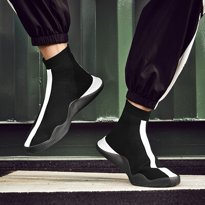 

NovelTeez Shoes mens tide shoes 2018 autumn new Korean casual shoes men Fashion personality flying woven black&white sets of