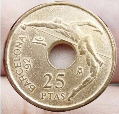 

20mm Spain 25 Ptas 1992 Barcelona Juan Carlos used Conditon