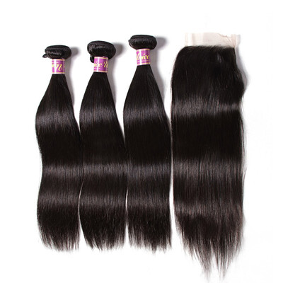 

Unice Hair Icenu Remy Hair Series Brazilian Straight Hair 3 Bundles With Closure Natural Color 100 Human Hair Weaves With Closure