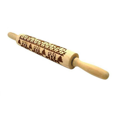 

Rolling Pins with Christmas Deer Pattern for Baking Cookies In Kitchen Tool Material is Wood