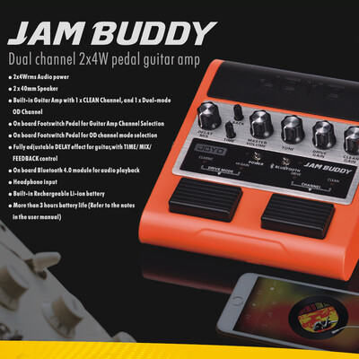 

JOYO JAM BUDDY Portable Rechargeable Bluetooth 40 Dual Channel 2 4W Pedal Style Guitar Amplifier Amp Speaker with Delay Overdri