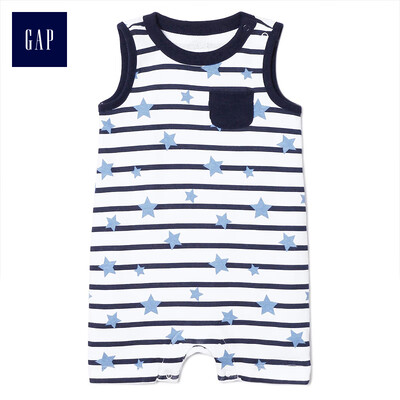 

GAP flagship store childrens clothing baby newborn star pattern short-sleeved one-piece jumpsuit baby romper 230240 light sense white 12-18M