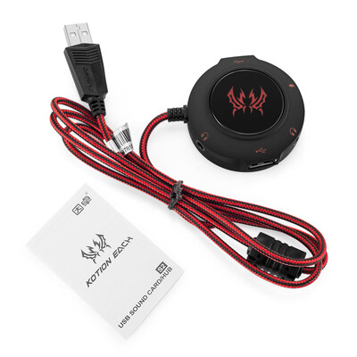 

KOTION EACH S2 USB 20 Sound Card USB Hub Headphones Microphone Adapter 3D Surround Sound for PC Notebook Gaming Headphones Plug a