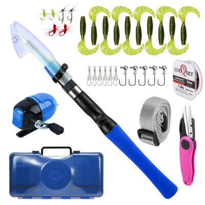 

12M Fishing Rod&Reel Combo for Kids Spincast Fishing Reel Telescopic Fishing Rod Pole Lures Hooks Line Fishing Accessories