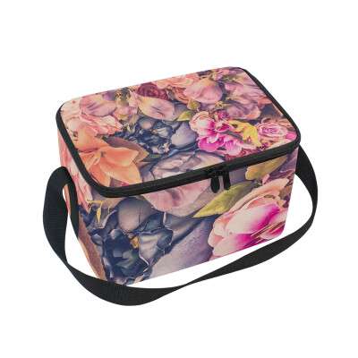 

ALAZA Lunch Box Insulated Flowers Pattern Lunch Bag Large Cooler Tote Bagfor Men Women