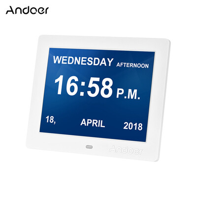 

Andoer 8 Inch Digital Alarm & Photo Frame LED Screen Simple Eletronic Photo Album Support ClockPhotoVideo for Elder People With
