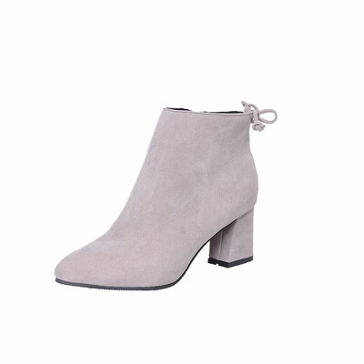 

Booties womens thick heel&bare boots single boots autumn&winter new frosted zipper high heels Martin boots pointed boots