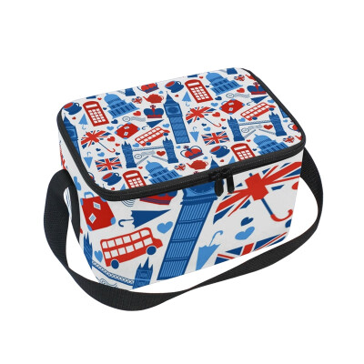 

Lunch Box Insulated Lunch Bag Large Cooler Art England Elements Tote Bagfor Kids Men Women