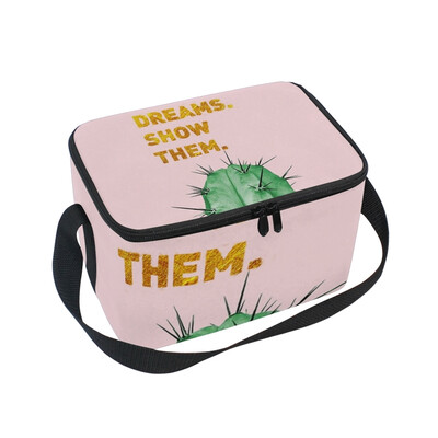 

ALAZA Lunch Box Insulated Cactus With Pink Background Lunch Bag Large Cooler Tote Bagfor Men Women