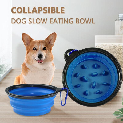 

Pet Slow Eating Bowl Foldable Dog Feeder Eco-Friendly Durable Non-Toxic Preventing Choking Healthy Dish Pet Supplies-Large Size