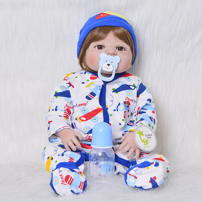 

New Style 23 Inch Reborn Doll Baby Girl Lifelike Full Silicone 57 cm Baby Doll Toy Wear Color Rose Dress Childrens Day Gift Toy