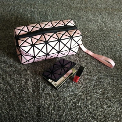 

New Fashion Women Cosmetic Bag Cases Geometric Folding Make Up Bag Quality PVC Qrganizer Makeup Case Beauty Bags