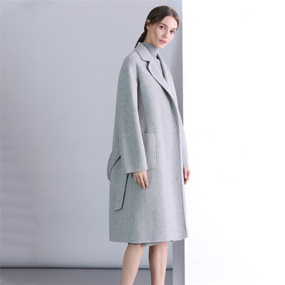 

Handmade double-faced coat Korean version of self-cultivation cashmere coat womens long woolen coat