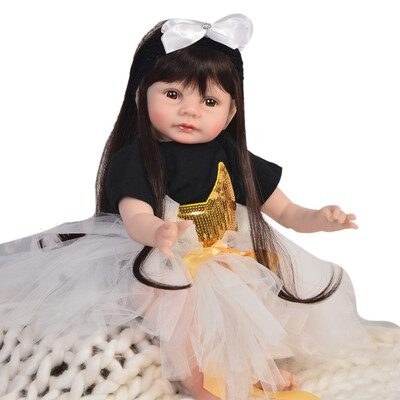 

Soft Silicone Reborn Baby Alive Doll 22 55 cm Cute Reborn Doll Toy With Long Hair Toddler Christmas Birthday Gifts
