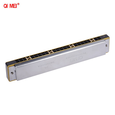 

QIMEI QM24A-6 24 Holes Harmonica Tremolo Mouth Organ Key of C Professional Performance with Box