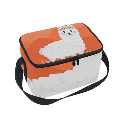 

Lunch Box Insulated Lunch Bag Large Cooler Cute Alpaca Tote Bagfor Kids Men Women