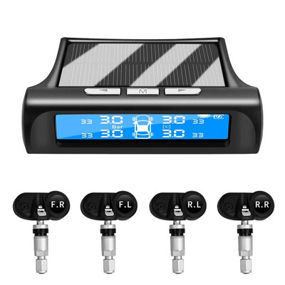 

Solar TPMS Tire Pressure Monitoring System Motor Tyre auto Alarm 4 External Sensor General tire pressure monitor for automobiles