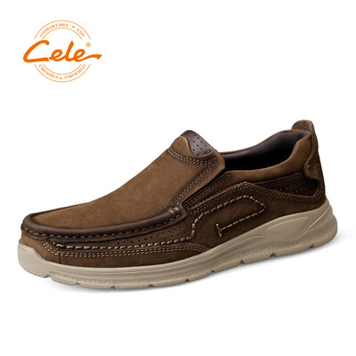 

Celebrity CELE first layer cowhide set foot fashion outdoor non-slip thick bottom mens business casual shoes brown 40 M8D1S79705