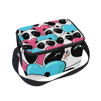 

Lunch Box Insulated Lunch Bag Large Cooler Panda Hearts Tote Bagfor Kids Men Women