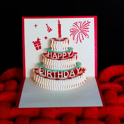 

Inkfish 3D Greeting Card Birthday Cake 2524 Cute Cake Greeting Card Card Employee Friends Birthday Blessing Wishes Small Card Birthday Holiday Creative Greeting Card