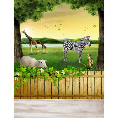 

Animal World Photo Backdrop 57FT Vinyl Fabric Cloth Digital Printing Photo Background s-2438