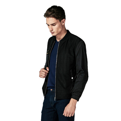 

Jinba K-boxing jacket mens stereo texture elegant simple baseball collar short jacket spring jacket FKDL1316 black 175