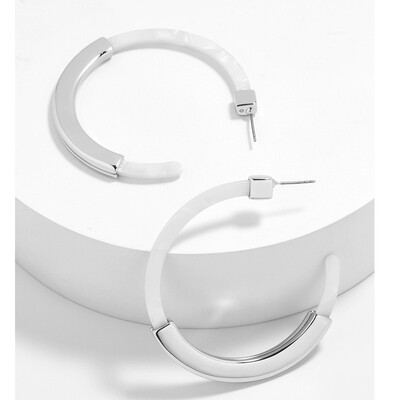 

NeillieN C-shaped acetic acid plate earrings womens fashion double-sided alloy sheet acrylic EarringsRound Earrings