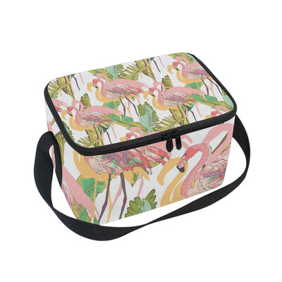 

ALAZA Insulated Lunch Box Flamingo Leaves Lunch Bag for Men Women Portable Tote Bag Cooler Bag