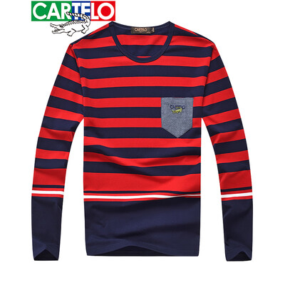 

Cartier crocodile CARTELO long-sleeved T-shirt mens cotton 2019 spring new fashion casual mens loose round neck t-shirt red M