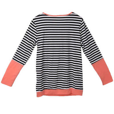 

Womens Maternity Striped Nursing Breastfeeding Shirt Long Sleeves Top Clothes Pink