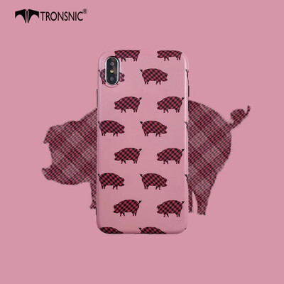 

Tronsnic Cartoon Pigs Phone Case for iPhone  MAX Matte Plaid Soft Case Pink Silicone Covers Capa