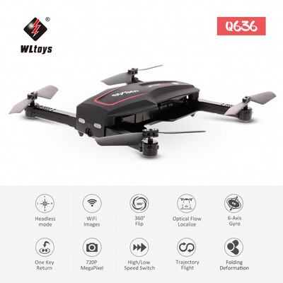 

WLtoys Q636 720P Wifi FPV Folding Drone Optical Flow Positioning Altitude Hold G-sensor RC Quadcopter Toy