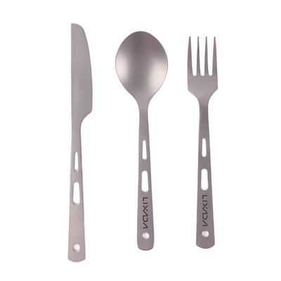 

Lixada 3 Piece Cutlery Set Titanium Outdoor Camping Picnic Cutlery Spoon Knife Fork