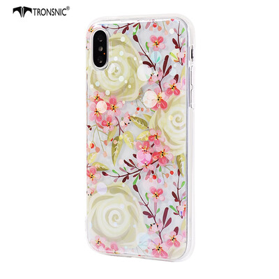 

Tronsnic Flowers Phone Case for iPhone XS MAX Shiny Laser Soft Cases for Transparent Covers