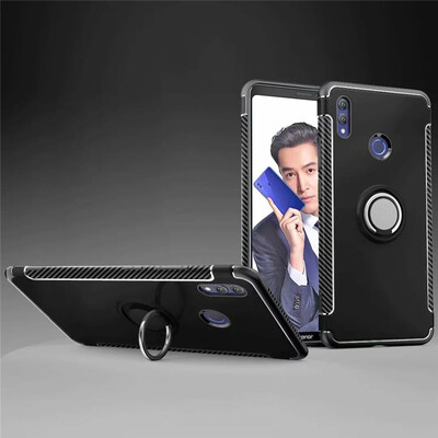 

Back Cover For Huawei Honor Note 10 Note10 Case Car Holder Stand Hard PC Silicon Ring Suction Bracket