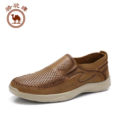 

Camel brand mens shoes leather breathable hollow leisure lazy set foot W912307860 yellow brown 39245 yards