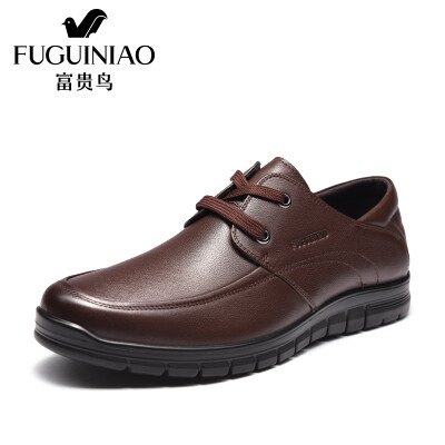 

FuGUINIAO Mens First Layer Leather Shoes Strap Business Casual Comfort S903507 Dark Brown 41