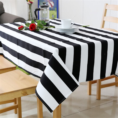 

Modern fashion negro y blanco rayas impermeable mantel mesa de café paño mesa Rectangular comedor estera mantel